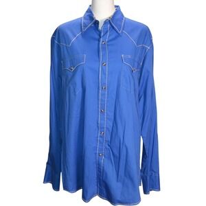 Roper Men's Blue Western Button Up Shirt Contrast Stitch Long Sleeve Cowboy Yoke